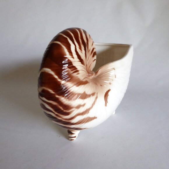 VINTAGE FITZ & FLOYD BRAND LARGE NAUTILUS SHELL CENTERPIECE BOWL WINE CHILLER - Picture 2 of 11